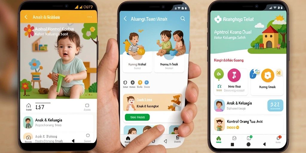 Tampilan antarmuka pengguna aplikasi Kontrol Orang Tua Anak C0077.