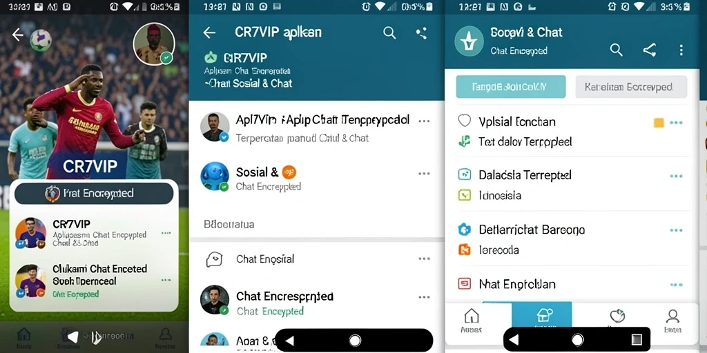 Tampilan antarmuka <strong>CR7VIP</strong> dengan fitur chat terenkripsi yang menarik.