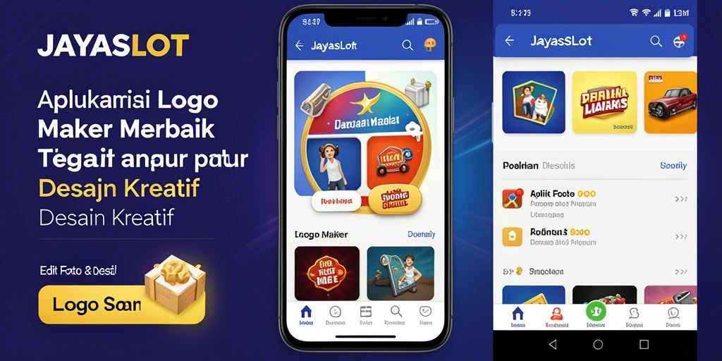 Screenshot utama JAYASLOT menampilkan antarmuka aplikasi Logo Maker yang intuitif.