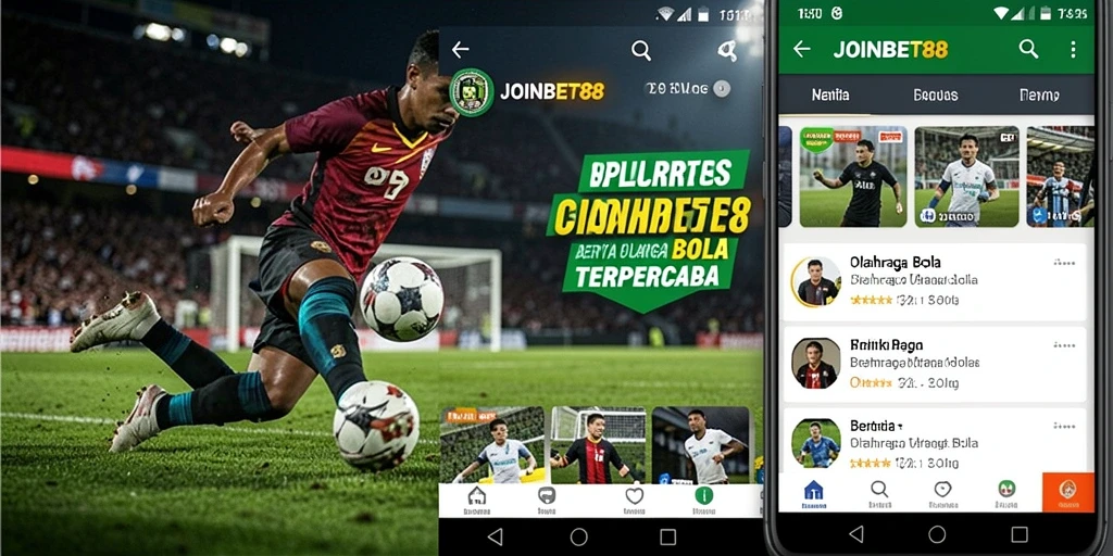 Tampilan antarmuka aplikasi JOINBET88 yang menampilkan berita olahraga bola.