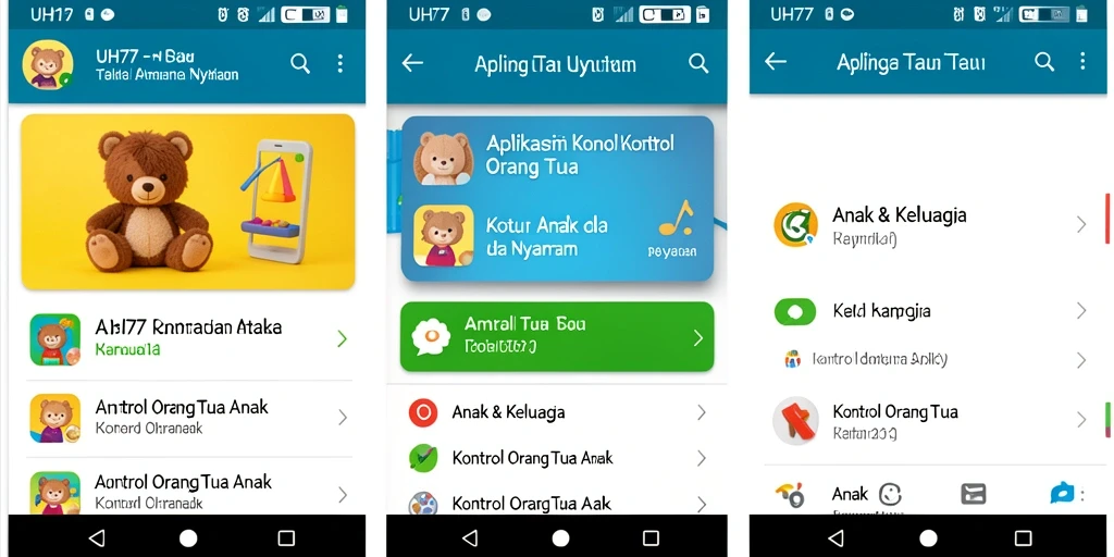 Antarmuka aplikasi UH77 yang user-friendly untuk kontrol orang tua.