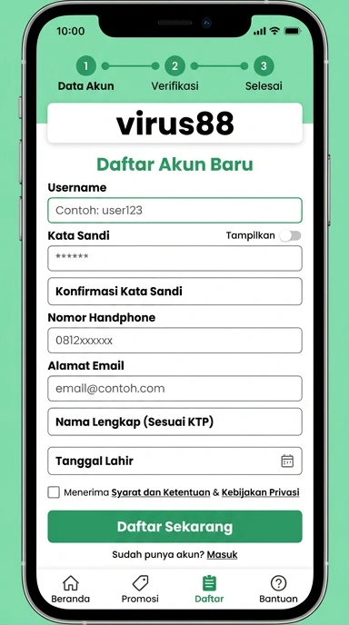 Panduan Registrasi Akun Baru di virus88