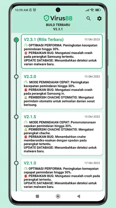 Riwayat Versi Aplikasi virus88 untuk Android